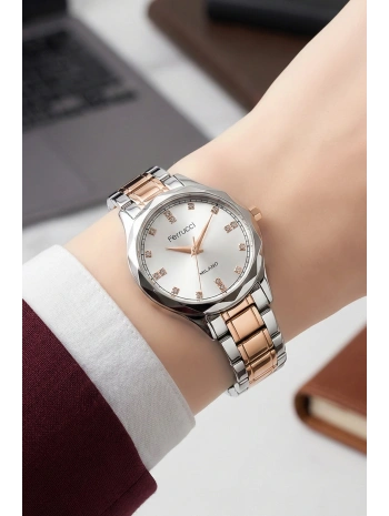 Çelik Kordon Çelik Kasa Kadın Kol Saati Gümüş-Rose sdfer191