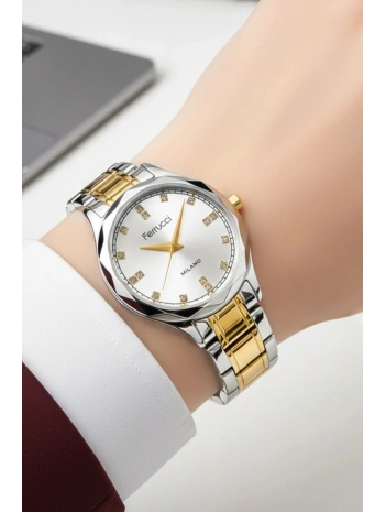 Çelik Kordon Çelik Kasa Kadın Kol Saati Gümüş-Gold sdfer191