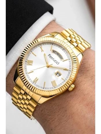 Takvimli Erkek Kol Saati Çelik jübile Kordon Gold Bileklik Hediyeli 3atm Sdfer194