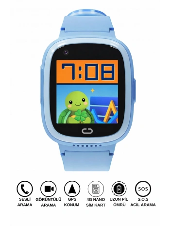 Akıllı Çocuk Saati Sesli ve Görüntülü Görüşme İP68, Sim Kart Özellikli Mavi sdyou001