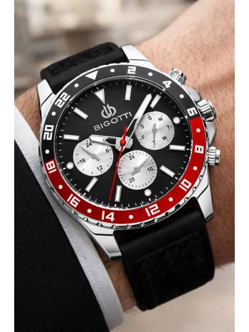 Bigotti Erkek Kol Saati, Tüm Fonksiyonlar Aktif Siyah Silikon Kordon Sdbgt001