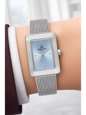 Daniel Klein Çelik Kordon Çelik Kasa Kadın Kol Saati+Bileklik Hediyeli Gümüş-Mavi Renk sddk113