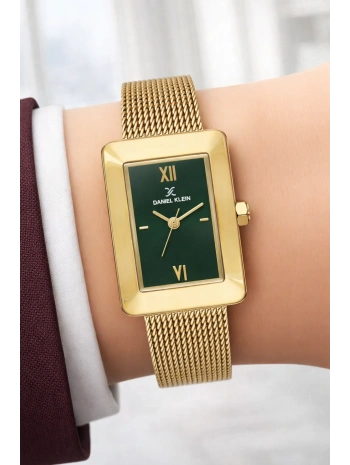 Daniel Klein Çelik Kordon Çelik Kasa Kadın Kol Saati+Bileklik Hediyeli Gold-Yeşil Renk sddk113