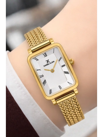 Daniel Klein Çelik Kordon Çelik Kasa Kadın Kol Saati+Bileklik Hediyeli Gold-Beyaz Renk sddk114