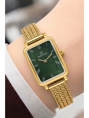 Daniel Klein Çelik Kordon Çelik Kasa Kadın Kol Saati+Bileklik Hediyeli Gold-Yeşil Renk sddk114