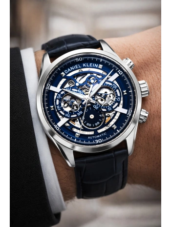 Deri Kordon Çelik Kasa Otomatik Mekanizma Erkek Kol Saati Lacivert sddk104