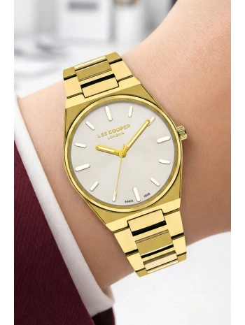Lee Cooper Gold-beyaz Renk Çelik Kordon&kasa Kadın Kol Saati Bileklik Hediyeli Sdlc011