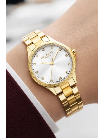 Lee Cooper Gold Renk Çelik Kordon&kasa Kadın Kol Saati Bileklik Hediyeli Sdlc018