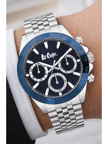 Lee Cooper Gümüş-mavi Renk Çelik Kordon&kasa Fonksiyonlu Erkek Kol Saati 3atm Bileklik Sdlc003