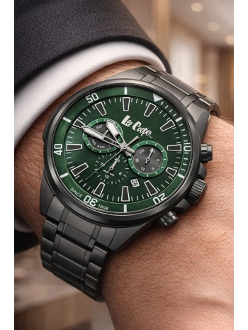 Lee Cooper Çelik Kordon&kasa Füme-yeşil Renk Fonksiyonlu Erkek Kol Saati 3atm Bileklik Sdlc006