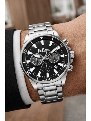 Lee Cooper Çelik Kordon&kasa Gümüş-siyah Renk Fonksiyonlu Erkek Kol Saati 3atm Bileklik Sdlc006
