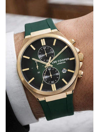 Lee Cooper Yeşil Renk Silikon Kordon Takvimli Erkek Kol Saati 3atm Bileklik Sdlc021