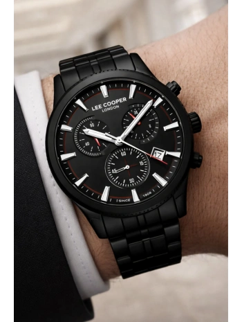 Lee Cooper Siyah Renk Çelik Kordon Erkek Kol Saati 3atm Bileklik Sdlc026