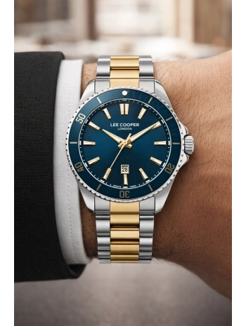 Lee Cooper Gümüş-Gold Renk Çelik Kordon Erkek Kol Saati 3atm Bileklik Sdlc028