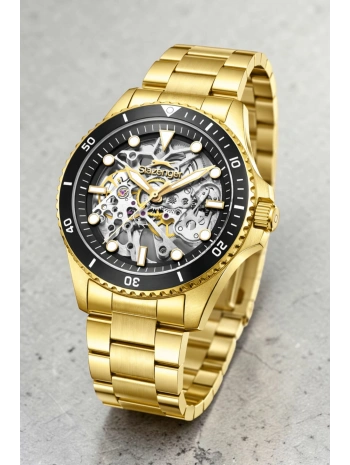 Slazenger Otomatik Mekanizma Çelik Kordon, Çelik Kasa Erkek Kol Saati Bileklik Hediyeli Gold sdslz003