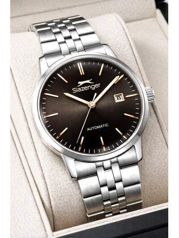 Slazenger Otomatik Mekanizma Çelik Kordon, Çelik Kasa Erkek Kol Saati Bileklik Hediyeli Gümüş-Rose sdslz017