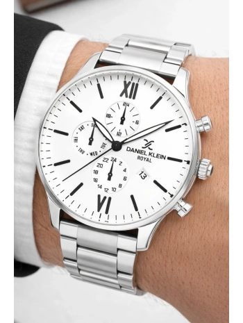 Erkek Kol Saati Takvimli Çelik Kordon Bileklik Hediyeli Gümüş-Beyaz sddk003