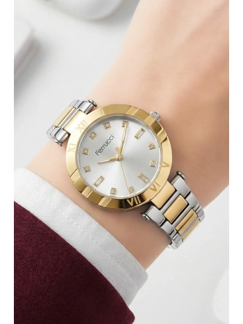 Ferrucci Kadın Kol Saati Altın-gümüş Çelik Kordon Çelik Kasa Fc.03207m.05 Sdfer107