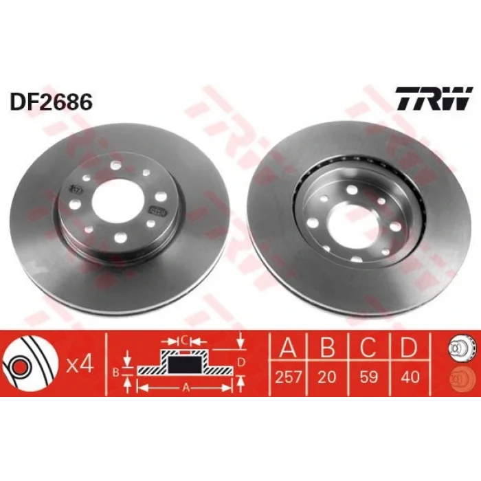 FREN DISKI ON HAVALI 257 MM ALBEA PALIO DOBLO FIORINO 2.0 TEMPRA MAREA