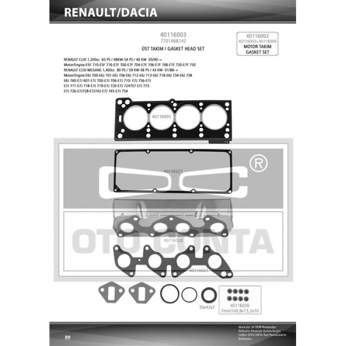 MOTOR UST TAKIM CONTA R19 SKT KECELI E6J E7J