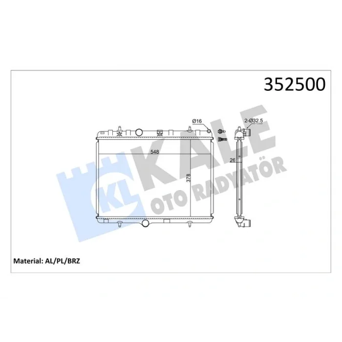 RADYATOR 301-1007-2008-207 1.6HDI (06+) C2-C3 II-C ELYSEE 1.4-1.6-1.4HDI (03+) (MT) AL PL BRZ