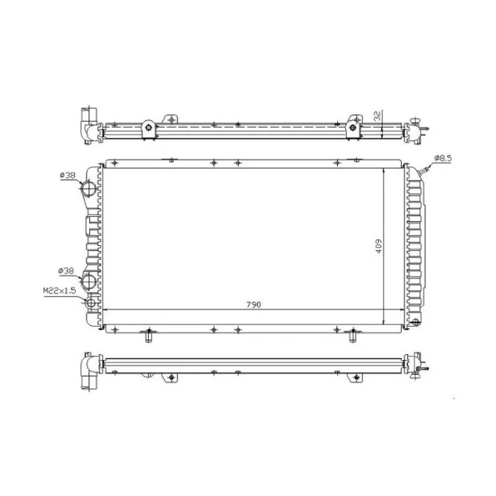 RADYATOR BOXER DUCATO JUMPER (97 02) 1.9D 2.5D 2.8HDI (AC+MEK) (790x415x34)