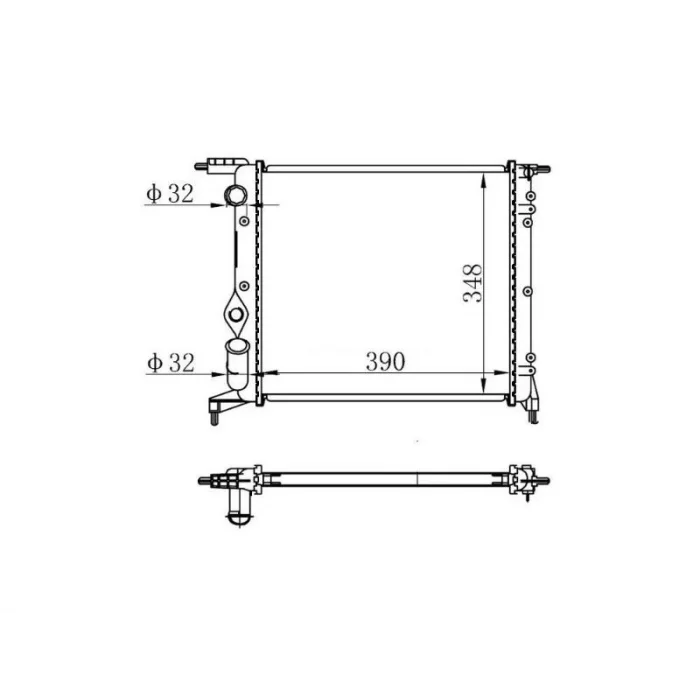 RADYATOR CLIO (91 98) R19 (94 95) 1.2 1.4 (E7F.7.06) (MEK+AC) (390x348x18)