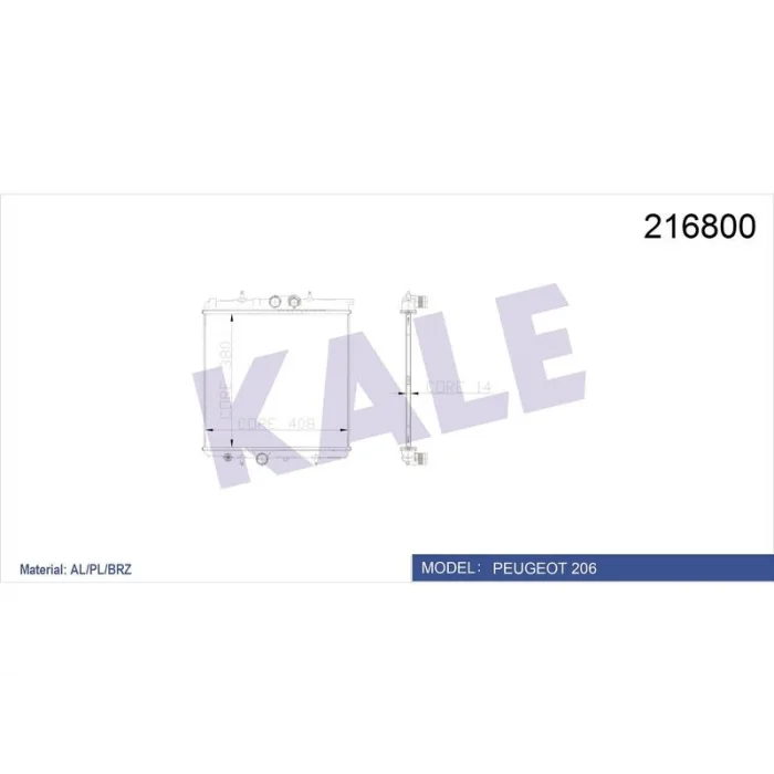 RADYATOR P206 1.4I 8V (MUSURLU) (MT) AL/PL/BRZ