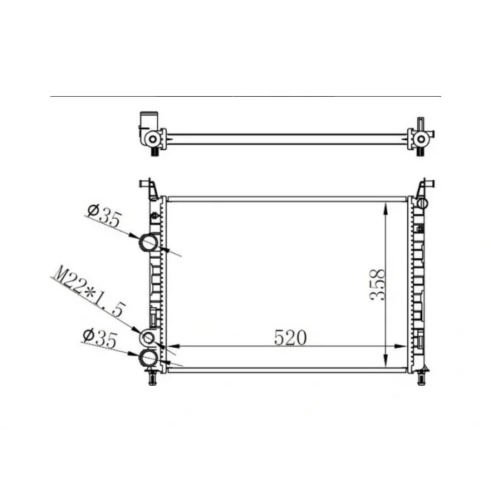 RADYATOR PALIO 1.2 1.4I 05> (AC+ ) (MEK) (520x358x22)