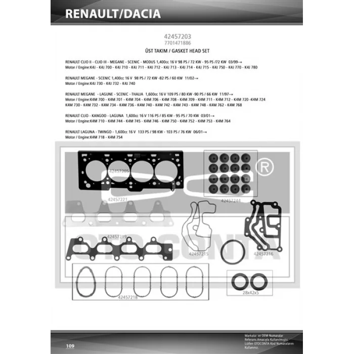 UST TAKIM CONTA MEGANE 1.4 1.6 16V K4M SKT KECELI