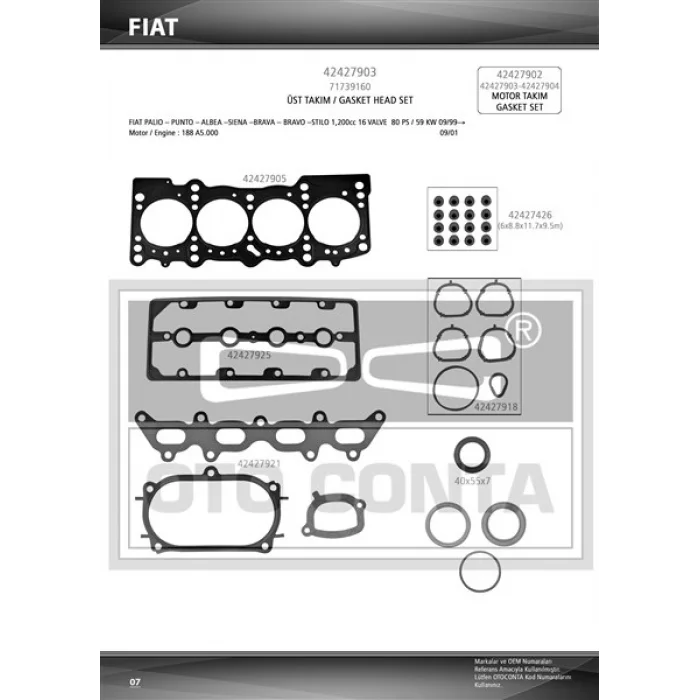 UST TAKIM CONTA PALIO ALBEA 1.2 16V 80HP  SKC SIZ KECELI