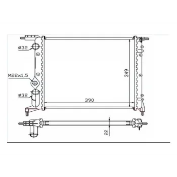 RADYATOR CLIO (91 98) R19 (94 95) 1.2 1.4 (E7F.7.06) (MEK+AC) (390x349x23)