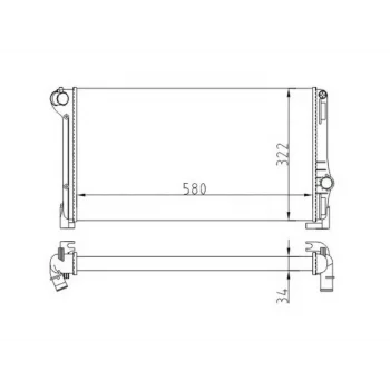 RADYATOR PUNTO IDEA 44621 MJTD 04> 61896 MT (580×322×34)