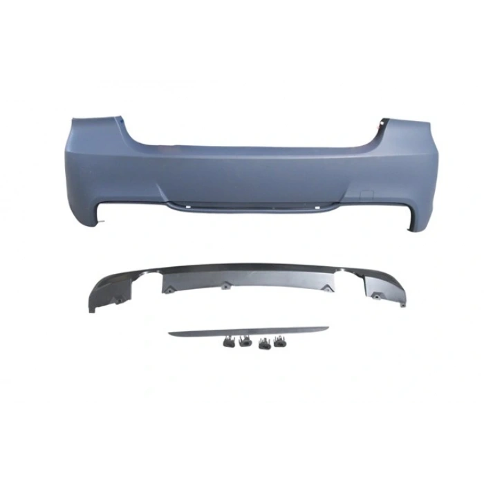 BMW 3 SERI- E90- 05/11; ARKA TAMPON ASTARLI(SEN. YUVALI/KARLIKLI/ÇİFT EGZOS/ ÇEK.KAPAKLI)M-TECH/335İ