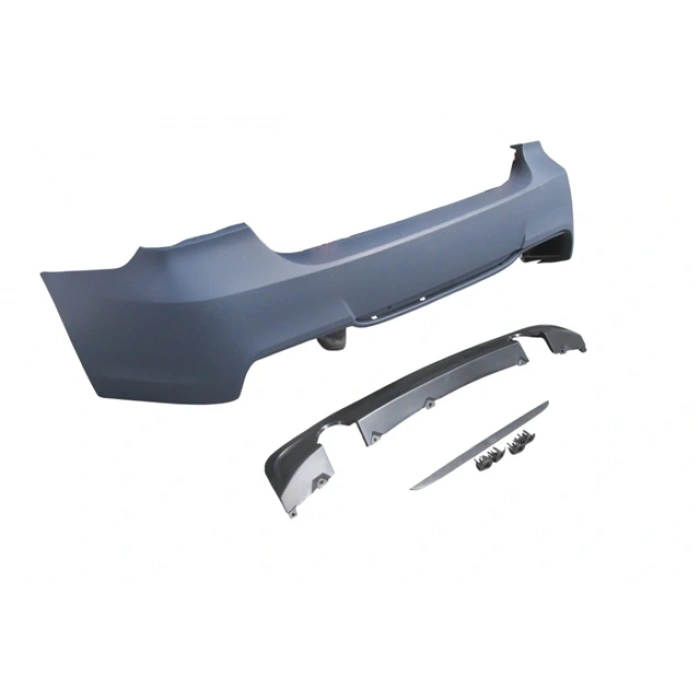 BMW 3 SERI- E90- 05/11; ARKA TAMPON ASTARLI(SEN. YUVALI/KARLIKLI/ÇİFT EGZOS/ ÇEK.KAPAKLI)M-TECH/335İ