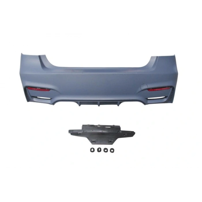 BMW 3 SERI- F30- 12/18; ARKA TAMPON ASTARLI(SENSÖR YUVALI/REFLEKTÖRLÜ/KARLIKLI/ÇİFT EGZOS DELİKLİ)