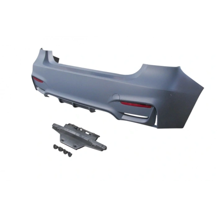 BMW 3 SERI- F30- 12/18; ARKA TAMPON ASTARLI(SENSÖR YUVALI/REFLEKTÖRLÜ/KARLIKLI/ÇİFT EGZOS DELİKLİ)