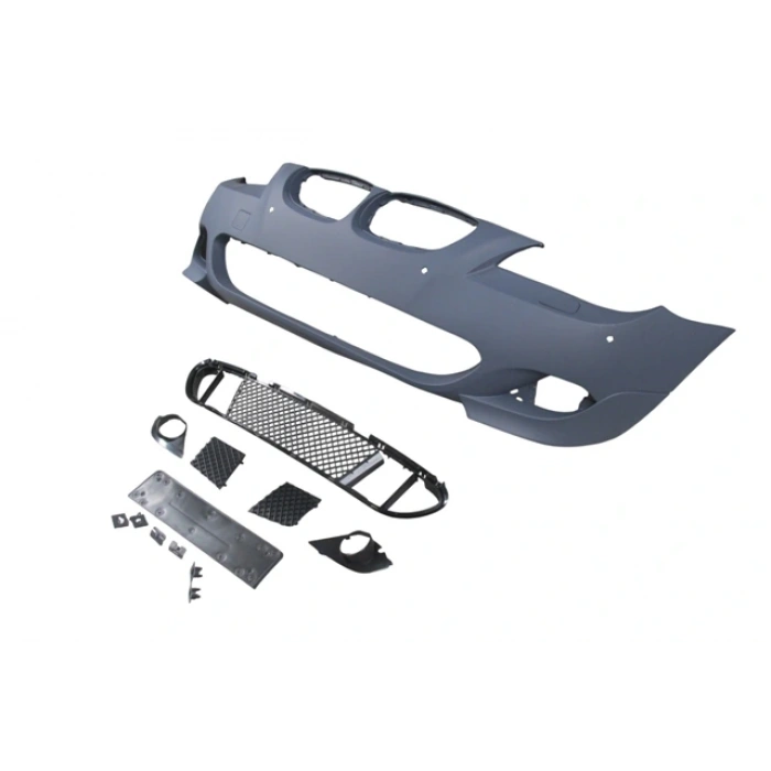 BMW 5 SERI- E60- 04/07; ÖN TAMPON (IZGARALI//PLAKA PLAST.)SEN.DELİKLİ 18MM/F.YIK.LI) (M-TECH) ASTARL