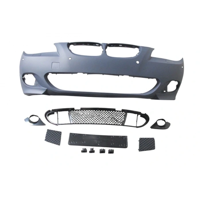 BMW 5 SERI- E60- 04/07; ÖN TAMPON (IZGARALI//PLAKA PLAST.)SEN.DELİKLİ 24MM/F.YIK.LI) (M-TECH) ASTARL