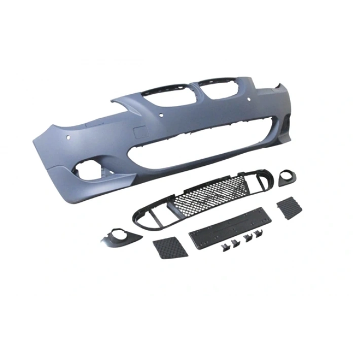 BMW 5 SERI- E60- 04/07; ÖN TAMPON (IZGARALI//PLAKA PLAST.)SEN.DELİKLİ 24MM/F.YIK.LI) (M-TECH) ASTARL