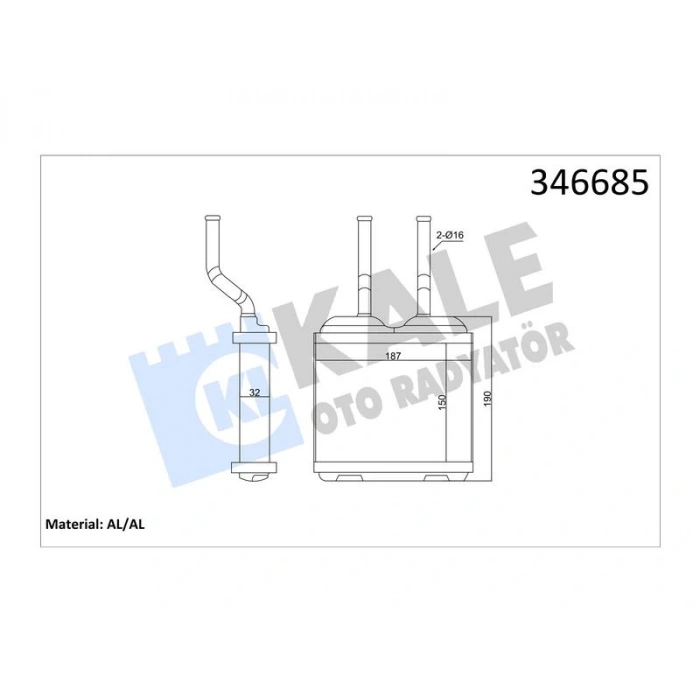 KALORIFER RADYATORU (190X150X33) CORSA B COMBO TIGRA A