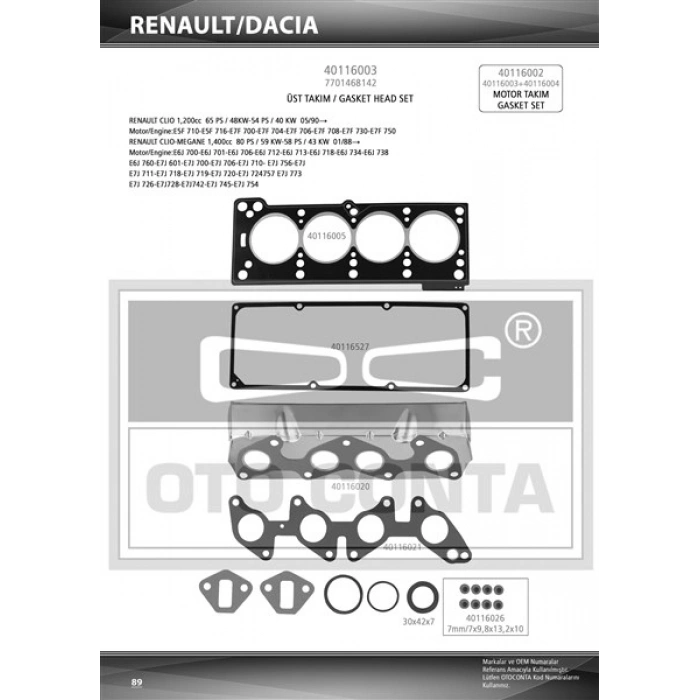 MOTOR UST TAKIM CONTA R19 SKT KECELI E6J E7J