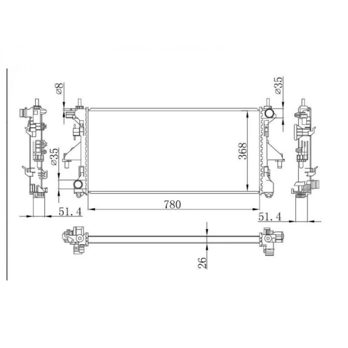 RADYATOR DUCATO BOXER JUMPER 2.2 HDI 06>(KLIMASIZ+MEK)