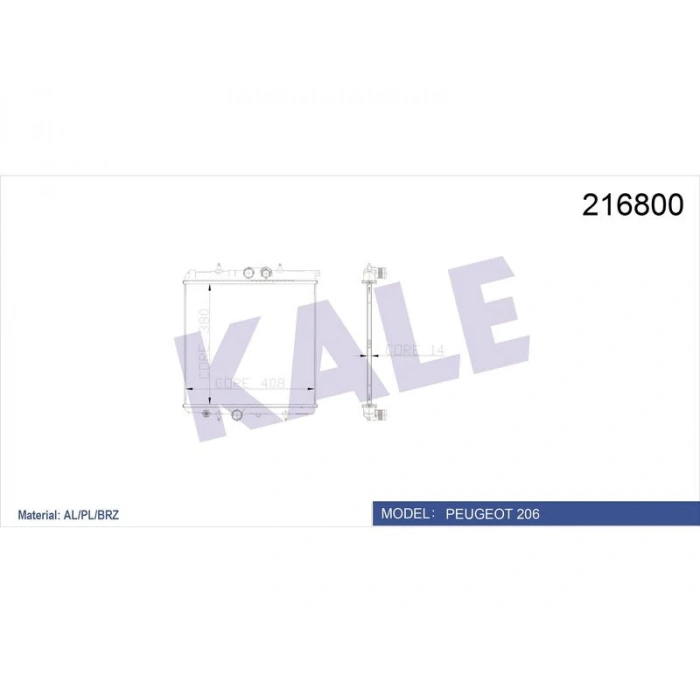 RADYATOR P206 1.4I 8V (MUSURLU) (MT) AL/PL/BRZ