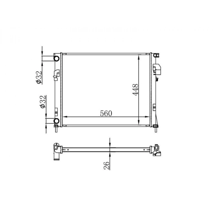 RADYATOR TRAFIC II VIVARO 01> 1.9DTI (KLIMASIZ+MEK) (560x448x26)