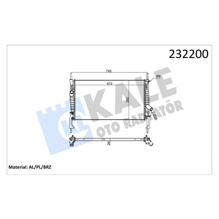RADYATOR TRANSIT TURBO V347 2.2 2.4 TDCI (06+) (NAC) (MT) AL/PL/BRZ