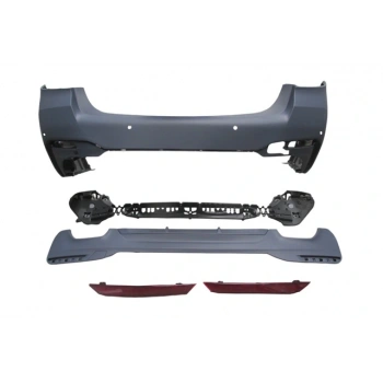 BMW 5 SERI- G30- 20/22; ARKA TAMPON (KARLIKLI/REFLEKTÖRLÜ/BRAKETLİ/ÇEKİ KAPAKLI/SENSÖRLÜ) (M-TECH)