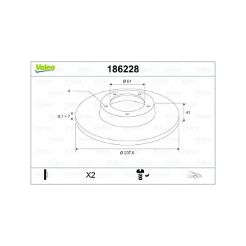 FREN DISKI ON CLIO TWINGO 1.1 1.2 93=> R5 (84-88) (238x8.2x4DL)