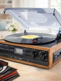 KNSTAR KN 27 Nostaljik Pikap Bluetoothlu Retro Plak Çalar Kaset USB SD Radyo Hoparlörlü Ahşap Müzik Seti