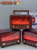 FP-2393 S Şömine Efektli Nostaljik Radyo Güneş Enerjili Bluetooth Toptan
